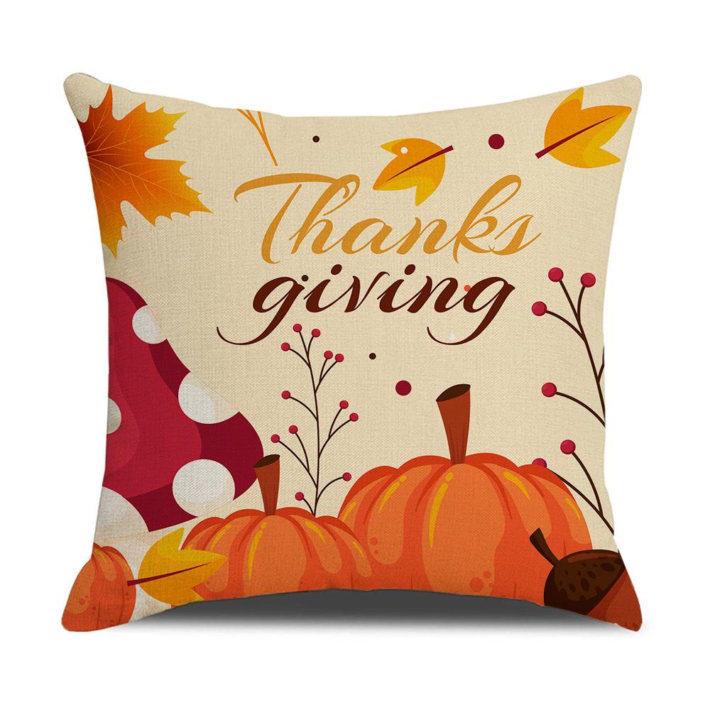 Yellow Thanksgiving Cushion Home Cartoon Turkey Sofa Cushion Linen Office Cushion Cover Home