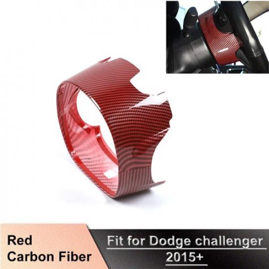 For Dodge Challenger Charger 2015+ Steering Wheel Base Upper Trim Red Carbon