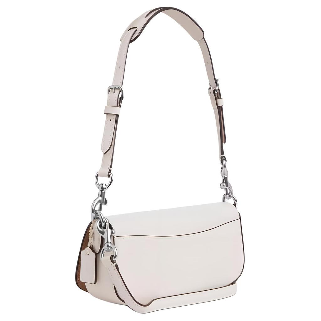 Coach Andrea 21 Monochrome Logo Leather Shoulder Crossbody Handbag Small Women Handbags White CT757-SVHA