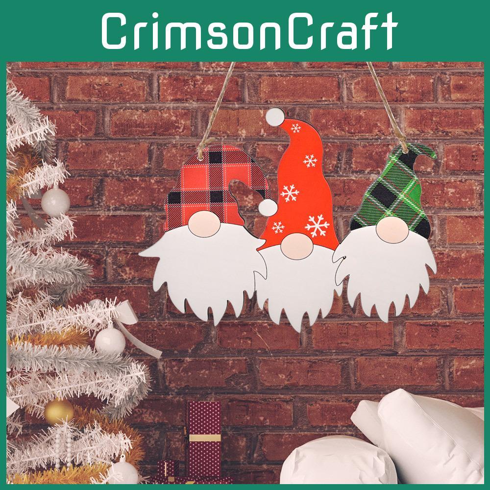 Decoration Christmas Wooden Three Head Rudolph Door Hanging Home Decoration Wall