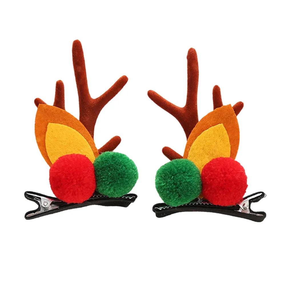Christmas Decorative Deer Antler Hair Clip Party Costume Accessory Halloween Adult Hair Card Adorable Girl Heart Festival Gift