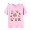 Space Planet Astronaut Cartoon Pattern Summer Childrens Tshirt Short Sleeved Round Neck Top Childrens Boys and Girls Clothing