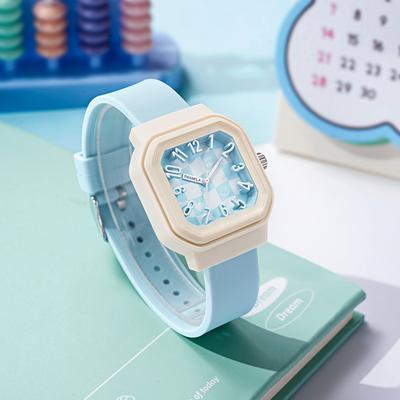 Hodinky Studentka Dopamin College Style Niche Roztomilé Čtvercové Dětské Želé Silikonové Hodinky Quartz Hodinky