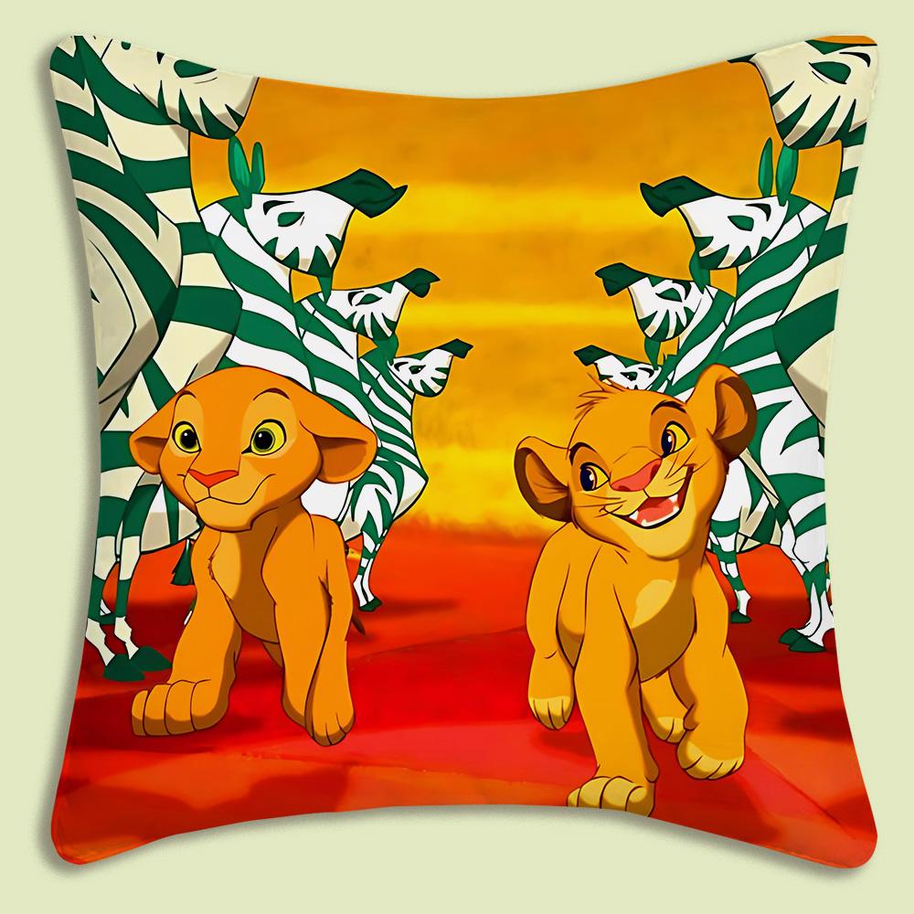 The Lion King Pillow Covers Cartoon Sofa Decorative Home Double-Sided Printing Short Plush Cute Cushion Cover