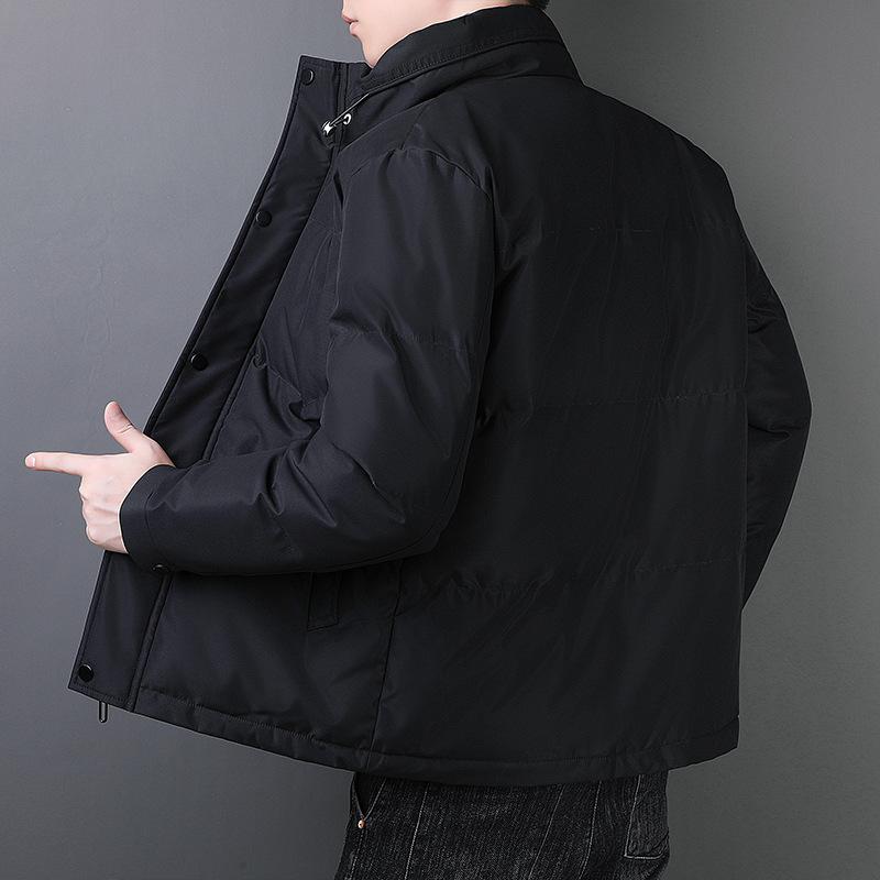 Men's Winter Stand-up Collar Cotton Coat Thickened Warm Casual Jacket Cotton Jacket New Style Down Cotton Jacket Half High Collar