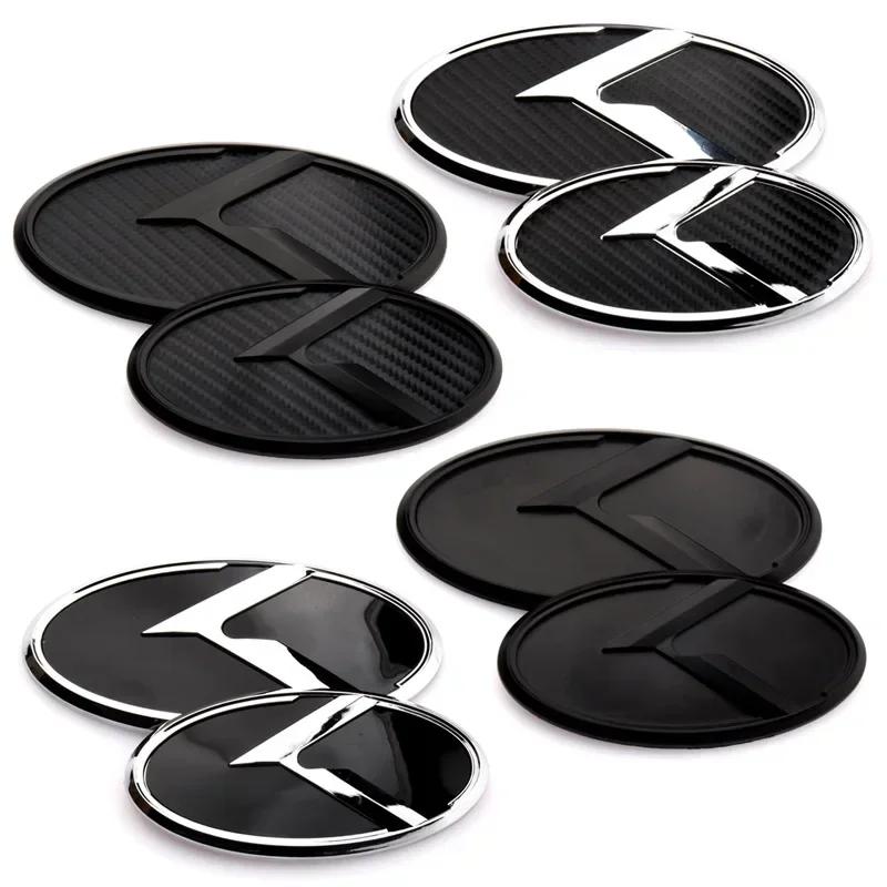 AABIZ1 2pcs x 3D ABS K Logo Front Grill Emblem Rear Trunk Badge Car Sticker Decal for Kia K5 2011-2013 Optima Forte 2009-2014