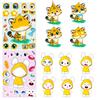 6 Photos/pack of Cute Cartoon Animal Face Swap DIY Puzzle Stickers for Children's Early Education Thinking Training Stickers