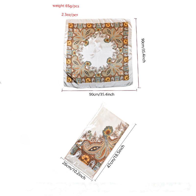 Luxury Floral Silk Square Scarf Women Soft Satin Kerchief Hairband Neckerchief Head Hijab Lady Headband Foulard Bag Ribbon