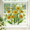 Forårsblomster Vinduesklistermærke, Gule Vilde Blomster Sommerfugle Guldsmede Vinduesklistermærke, Anti-Kollision Genanvendelig Statisk Glas Klistermærke til Hjemmekontor