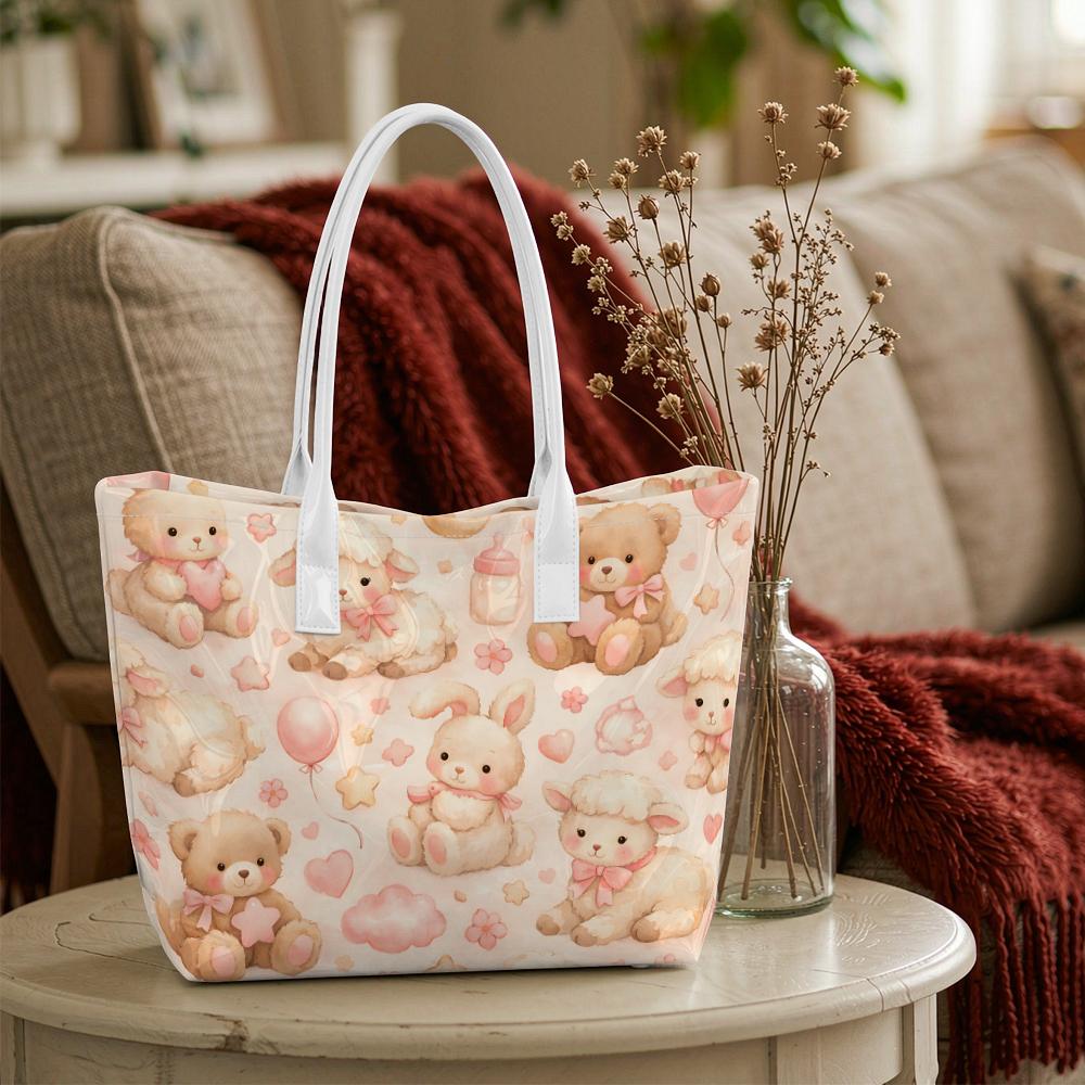 Cute Animal Print Casual Tote Bag Fashion Large Capacity Daily Shoulder Handbag