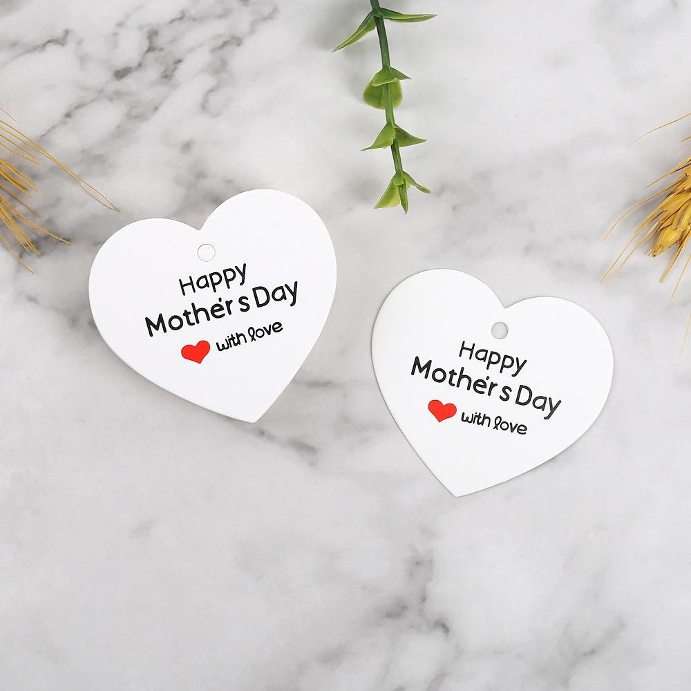 

100pcs Heart Shaped Cards Mother Day Tags Hanging Decoration White Red Paper Cake Decor Tag DIY Crafts Hand Gift Hanging Tag