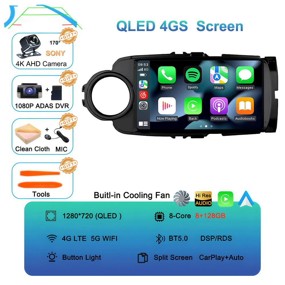 Car Radio For Toyota Yaris LHD RHD 2012-2017 Multimedia Stereo Video Player Android 14 BT DSP Auto Carplay GPS Navigation
