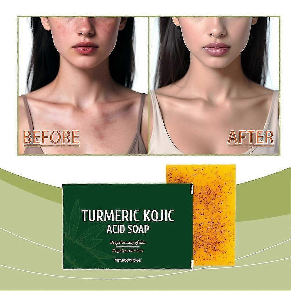 Kojic Acid Soap Organic Turmeric Skin Whitening Brightening Body Soap 100g