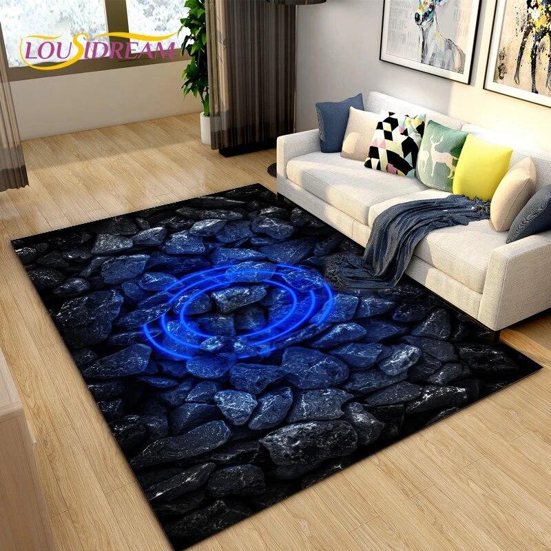 3D Color Cobblestone Stone Area Rug,Carpet Rug for Living Room BedRoom Decoration,Kitchen Doormat Bathroom Anti-slip Floor Mat