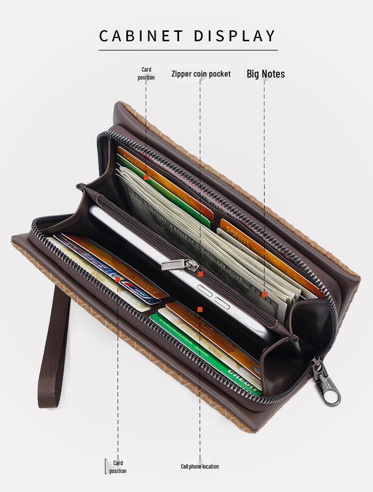 Men's Woven Pattern Clutch Wallet - Large Capacity Multifunctional Handheld Organizer with Multi-Card Slots