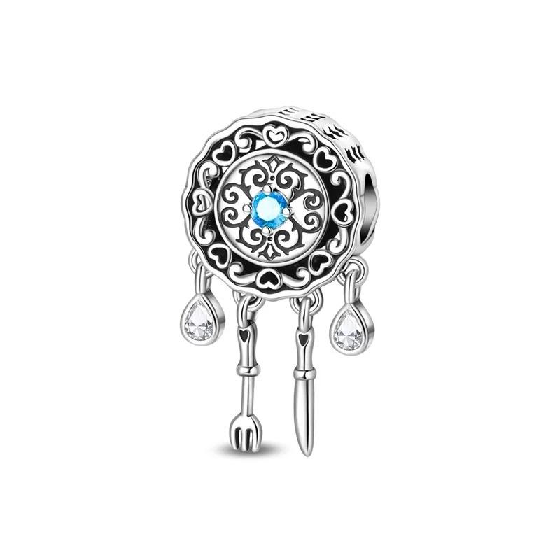 925 Silver Feather Charms Beads Dreamcatcher Lucky Pendants for DIY Bracelets Necklace Women Jewelry Gifts