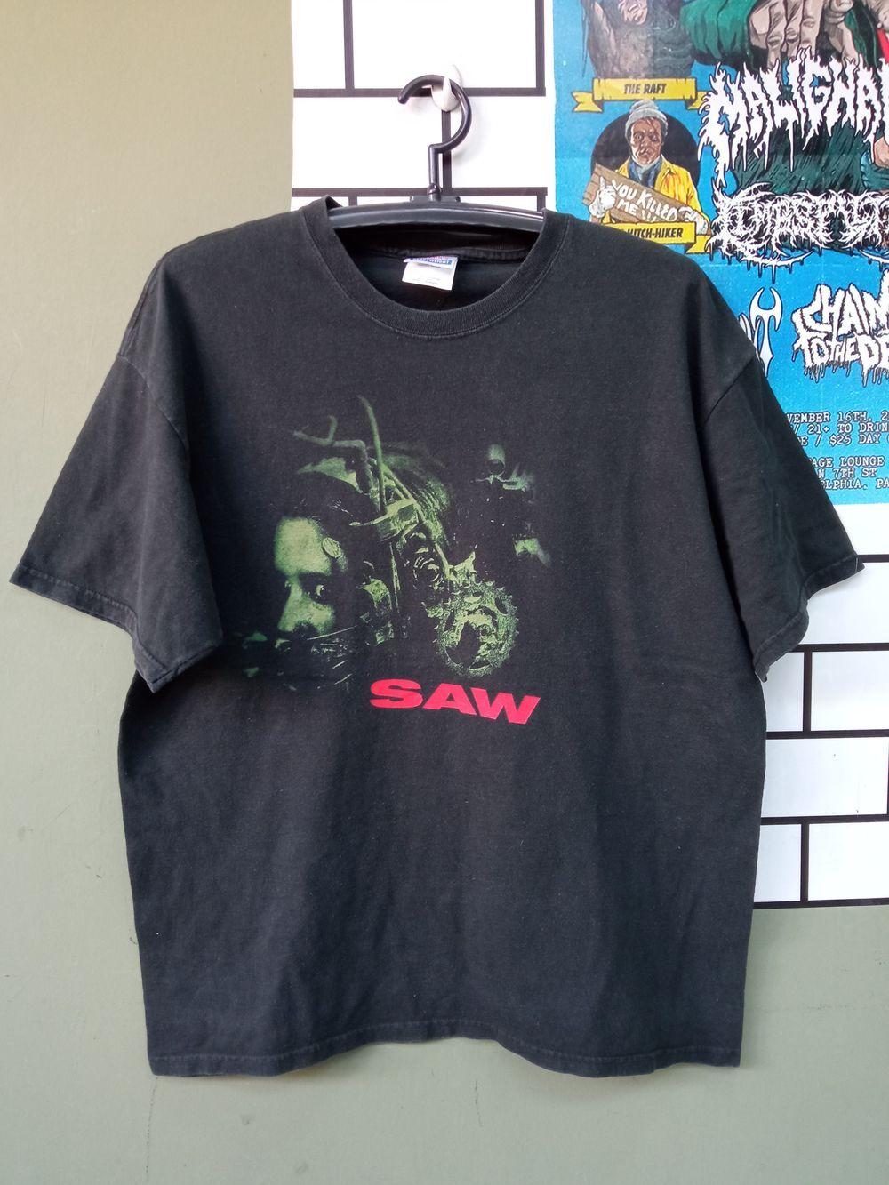 Saw Movie 90s basic black Horror Graphic T shirt black tee S-5XL XXXXL