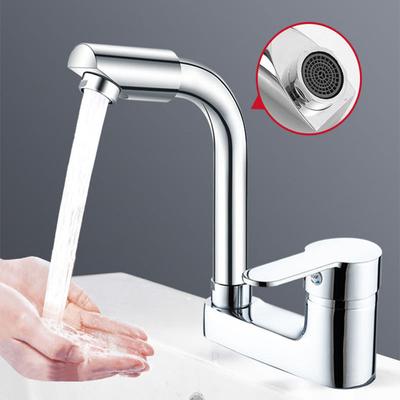 Silber galvanisierter Badezimmerwasserhahn, Zinklegierung 10cm Zwei-Loch-Design, 720° schwenkbar & Keramikkern