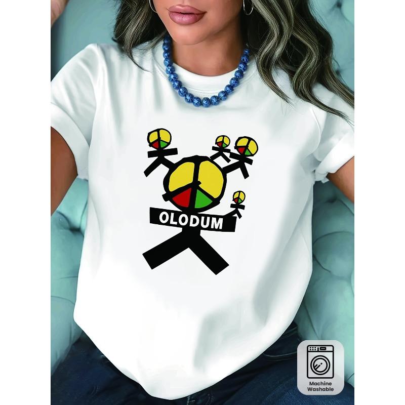 

Women S T-Shirt Featuring The OLODUM Logo, A White Short-Sleeve Round-Neck Printed Tee - Machine Washable, Casual Style, Comfortable Fit, S