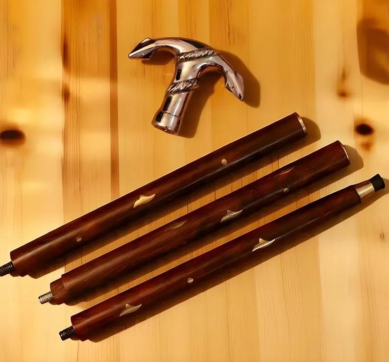 Bengala de Caminhada com Punho de Âncora de Latão: Bengala Náutica Vitoriana