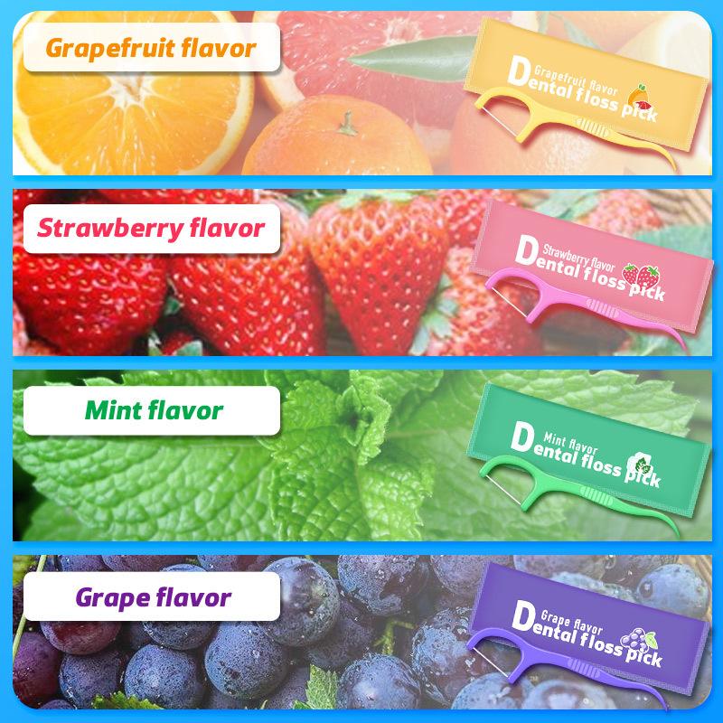 20 Pcs Colourful Individually Packaged Fruit-flavoured Mint Dental Floss Sticks