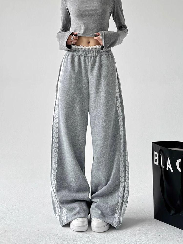 Women’s Wide Leg Lounge Pants High Waisted Loose Sweatpants Crossover Waist Comfy Yoga Bottoms