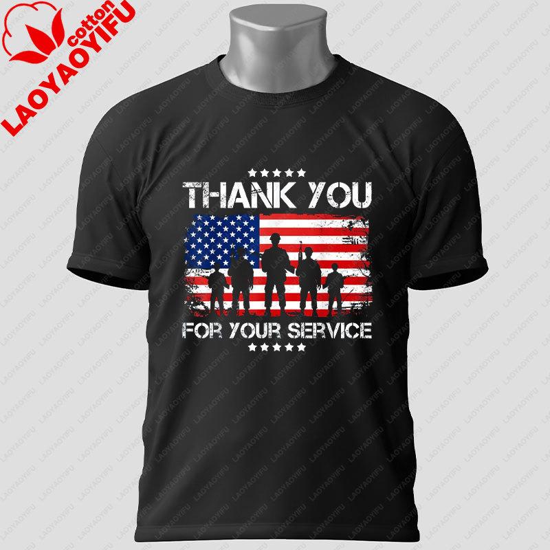 Thank You for Your Service US Army Soldier Graphic Tshirt Pure Cotton Shirt Sleeve Round Neck Casual Outdoor Tee Unisexs Shirt