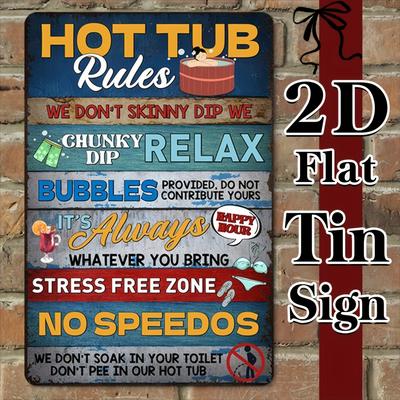 Rustic Hot Tub Rules Metal Sign HumorousRelaxing Guidelines for Home SpaPoolside Fun Gift Hot Owners Vi