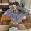 Small Lapel Striped Cardigan Autumn Winter Short Chic Light Luxury Contrast Women's Sweater Jacket