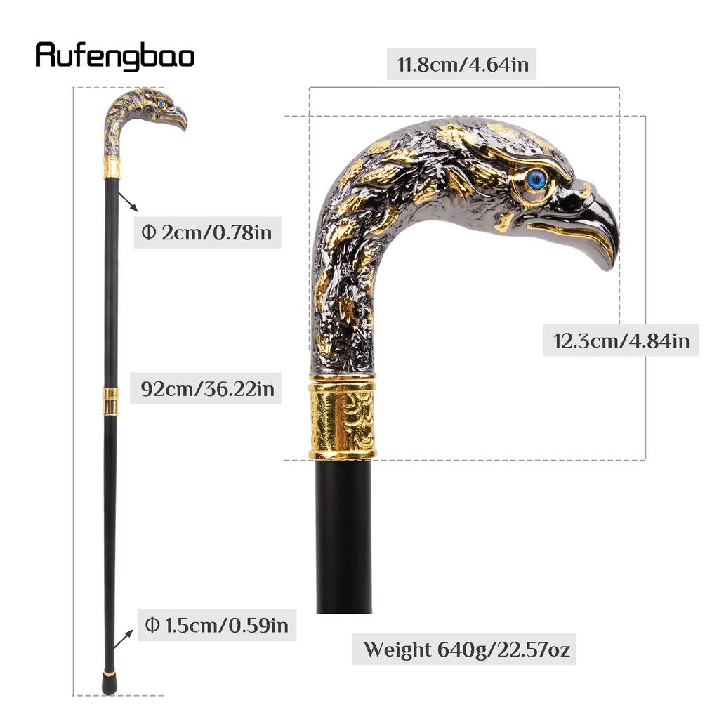 Golden Black Luxury Eagle Head Walking Cane Fashion Decorative Walking Stick Gentleman Elegant Cosplay Cane Knob Crosier 92cm