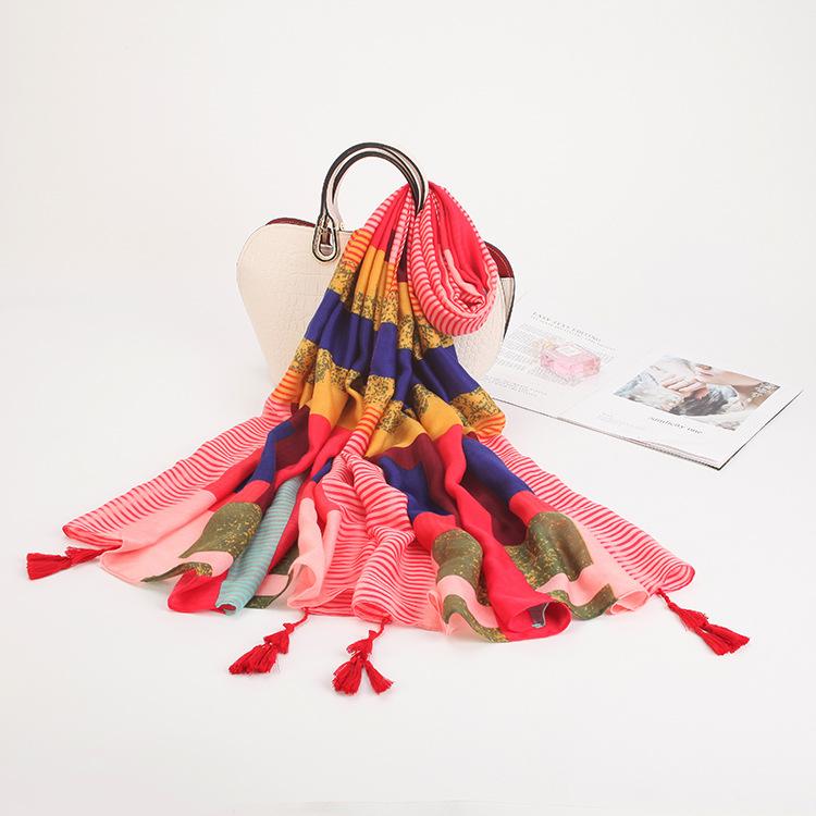 Twill Cotton Printing Cotton And Linen Ethnic Style Scarf Air Conditioner Warm Women'S Variety Sun Protection Shawl Silk Scarf