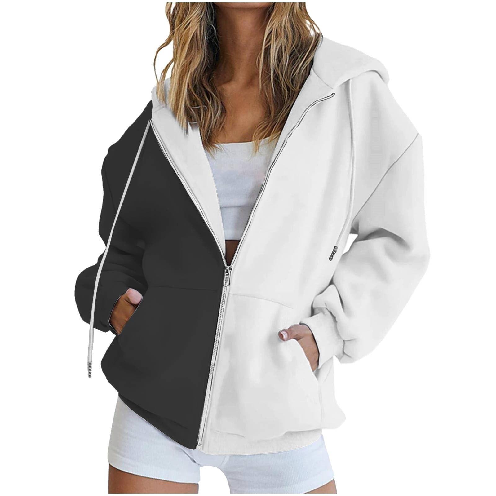 

Women s Fashionable Casual Long-sleeved Pullover Hooded Jacket L