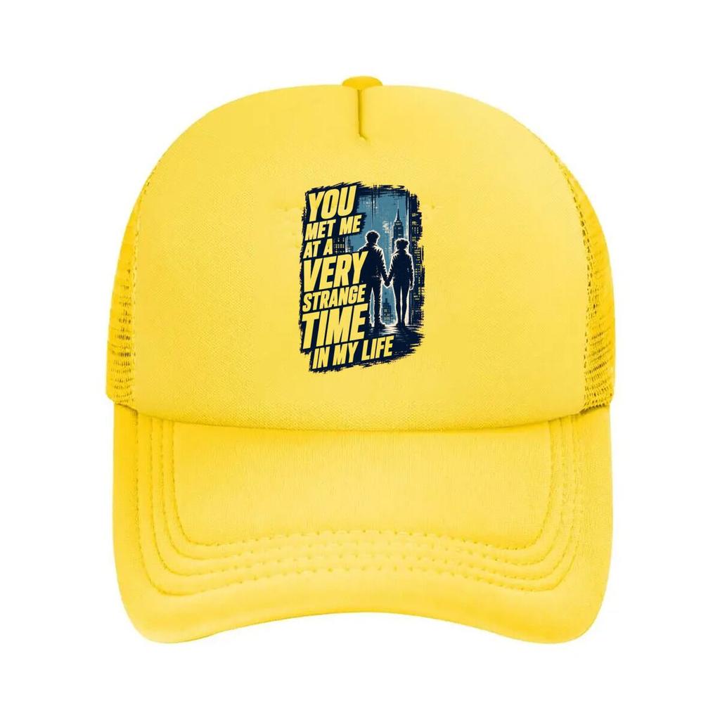 Strange Time Nostalgic Quote Silhoue Mesh Baseball Cap For Womens Unisex FeUnisex Beach Dad Hat Hip Hop