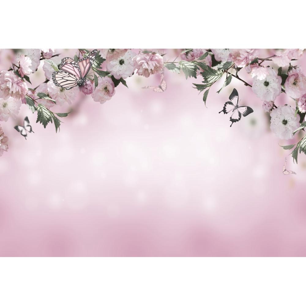 Frühlingsrosa Blumen Hintergrund Glitzer Licht Bokeh Floral Kirschblüte Neugeborenes Baby Porträt Fotografie Hintergrund Fotostudio