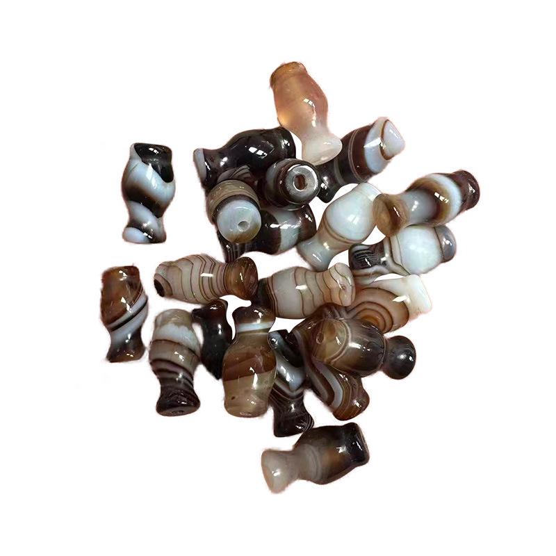 Twisted Silk Agate Vase-Style Beads, 8×16mm, Black Coffee Color, Handmade Jewelry Accessories
