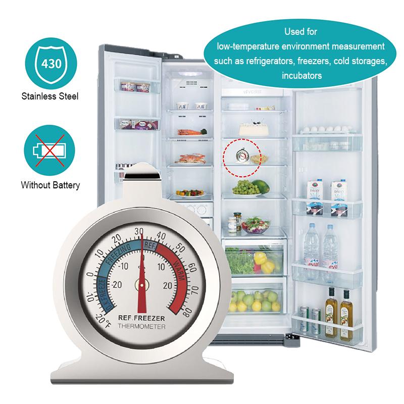 Freezer Thermometers -30~30°C -20~80°F Stainless Steel Fridge Large Dial Gauge Mini Thermo Meters for Refrigerator Cooler