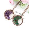 Handmade Winding Natural Crystal Agate Moon Pendant Necklace Couple Jewelry N589