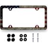 Vintage American Flag License Plate Frame Patriotic USA Flag License Plate Personalise Stainless Steel Auto Parts Funny License Plate Decoration With