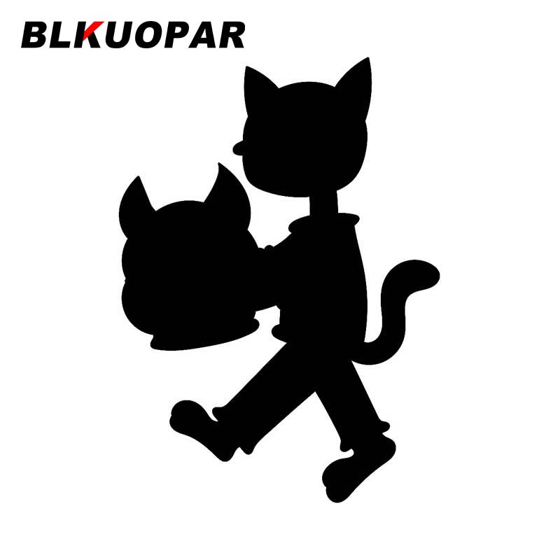 BLKUOPAR for  Cartoon Cat Walking Off His Head Car Stickers Creative Sunscreen Decals Waterproof Die Cut Funny Car Accessories
