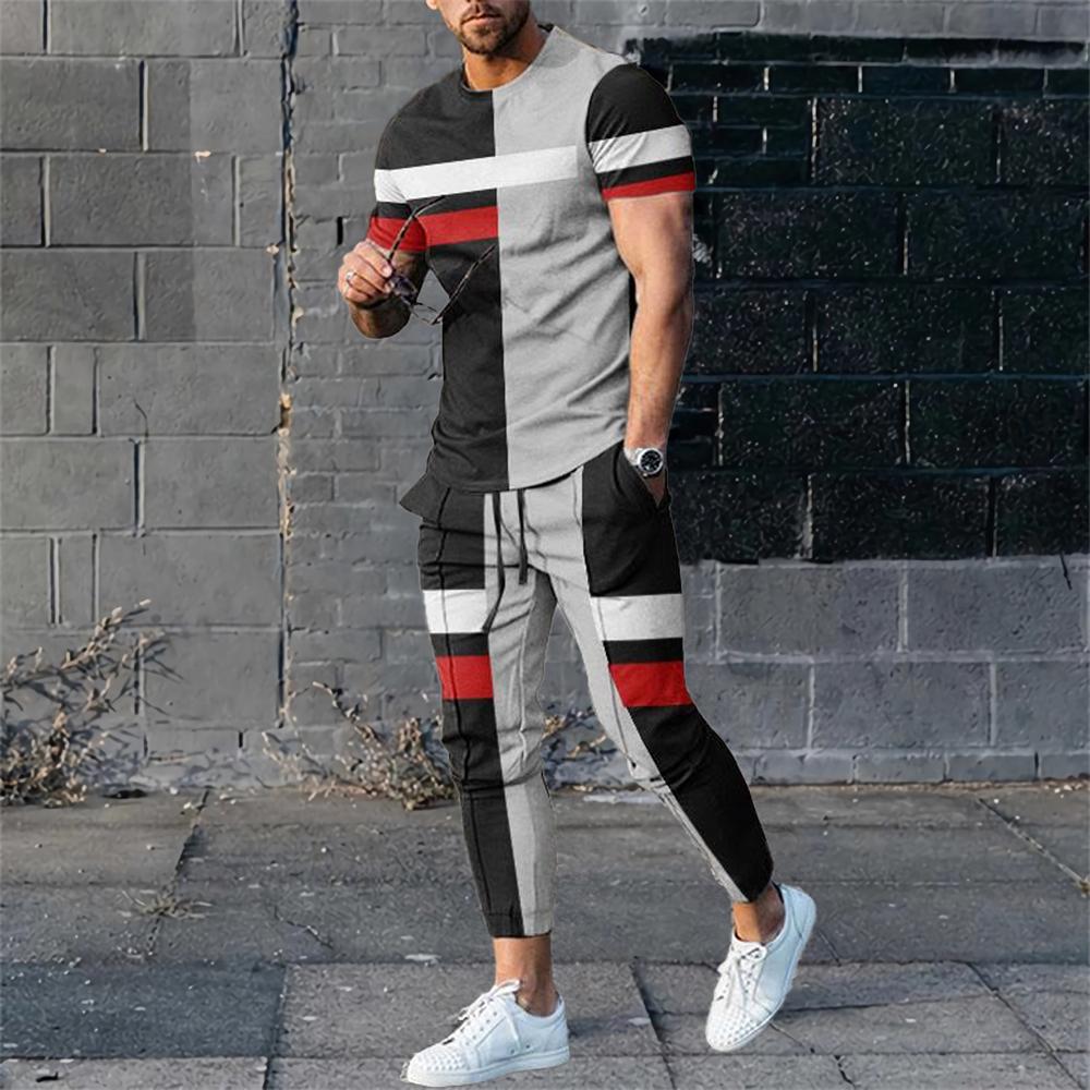 

Summer Tracksuits Short Sleeve T Shirt Long Sweatpants Men 2 Piece Sets Men Tops Tees 3D Printed Casual Oversized Men Clothing 2XL