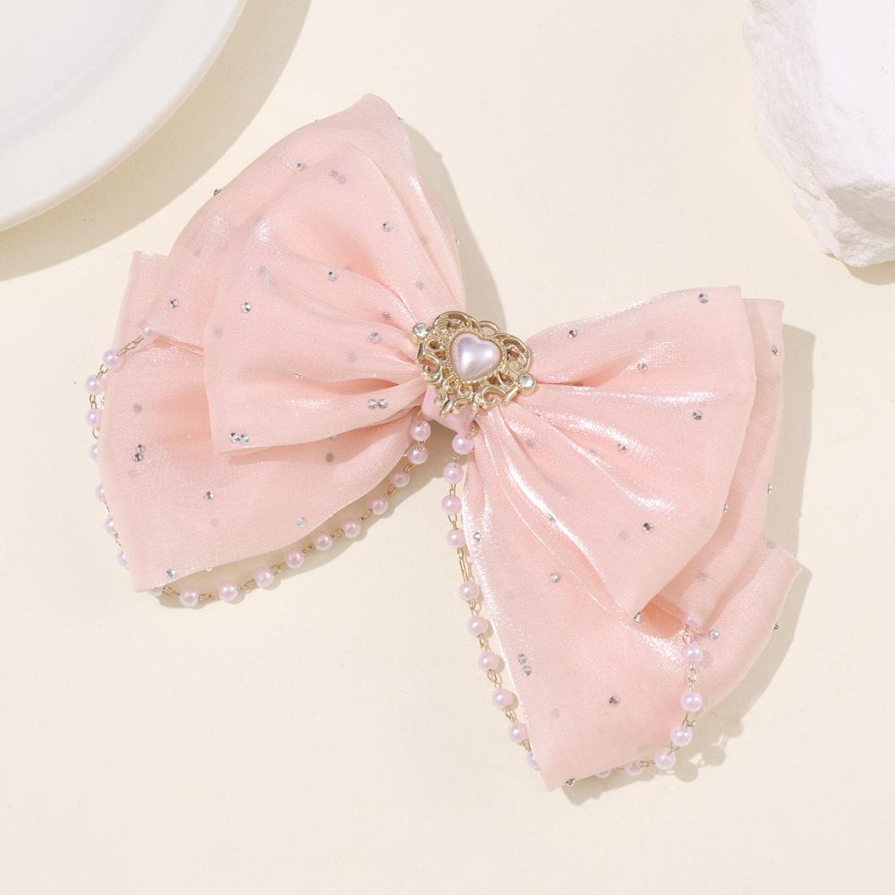 Girls' Rhinestone Pearl Bow Hair Clip: Cute Tassel Updo Accessory