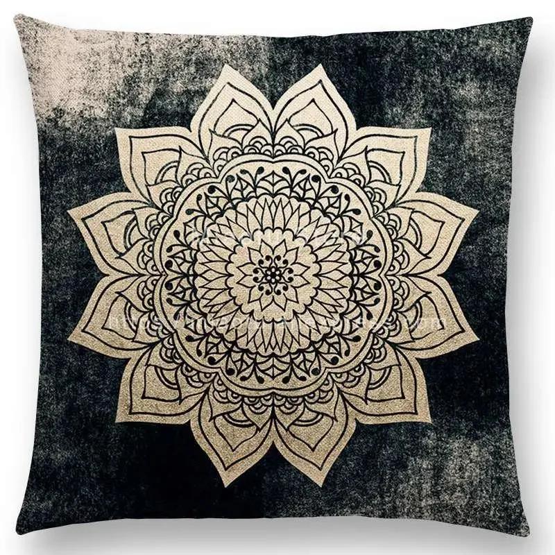 Neuer verträumter Regenbogen Boho Wüstenblume Wunderschöne Goldene Mandalas Savanne Fantasie Gelassenheit Drucke Kissenbezug Sofakissenbezug