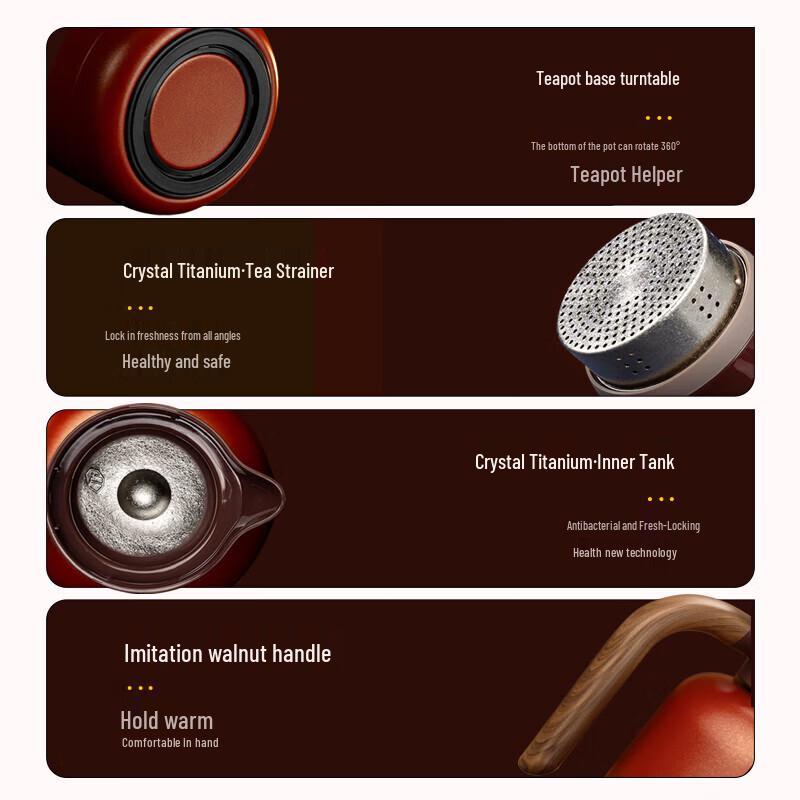 SAMADOYO Titanium Insulated Stewing Tea Pot with Temperature Display