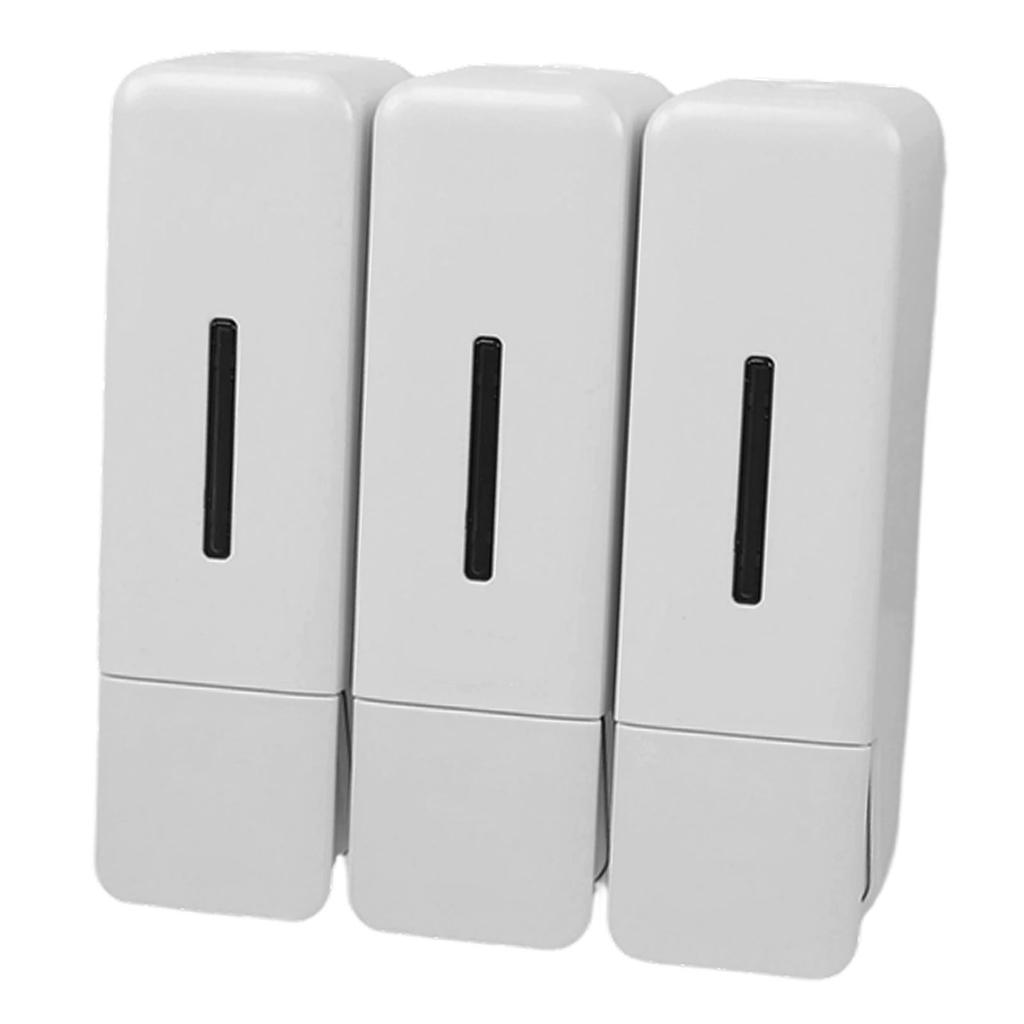Shower Soap Dispenser 250ml 3 Chamber Leakproof Wall Mount Manual Shampoo and Conditioner Dispenser for Liquid Gel