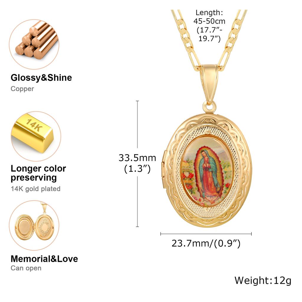 Locked Virgin Mary Necklace Pendant for Women Gift, Miraculous Medals Catholic Christian Jewelry