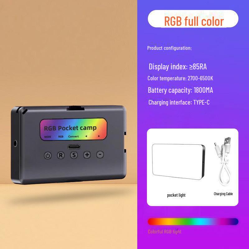 Trefarget RGB Oppladbart Mini Klype Selfie Fyllys for Mobil og Kamera