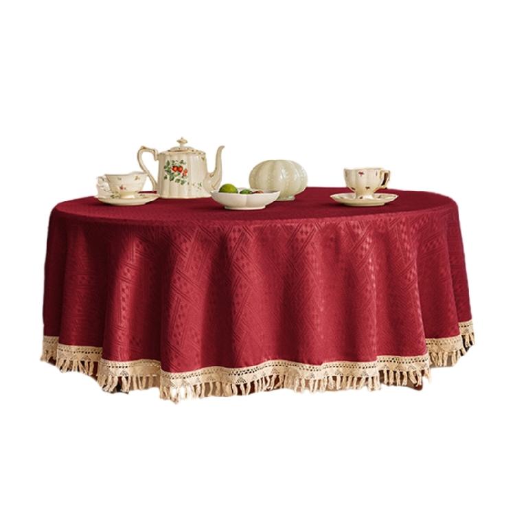 Wipe Cleaning Dining Table Protectors Jacquard Pattern Tassels Accent Sturdy Polyester Home Decoration