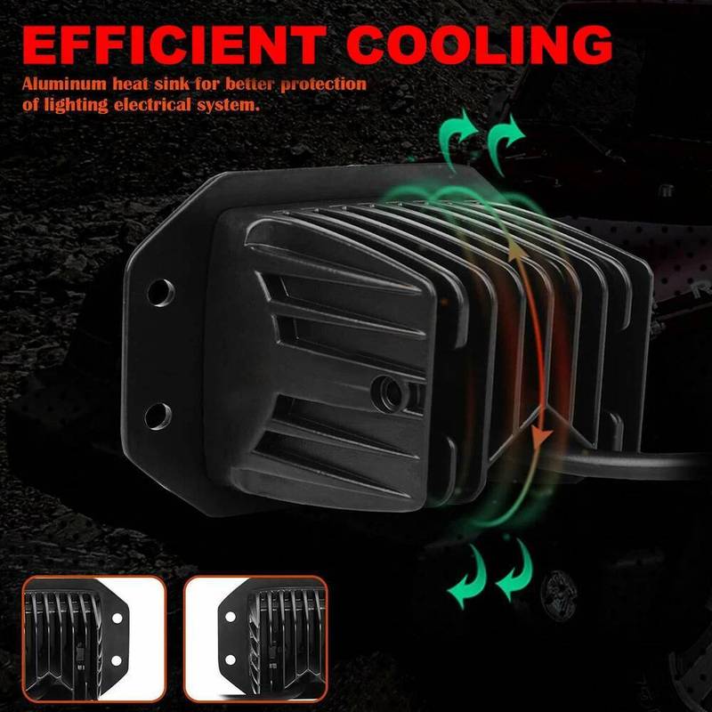 5 Inch 40W Flush Mount Work For Jeep Wrangler Car Truck Offroad Spot Beam Lenses LED Pods Driving Fog Light 12V 24V