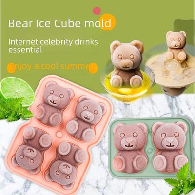 Novo Molde de Gelo de Silicone de Urso: Forma de Gelo Inspirada em Celebridades da Internet para Sorvete, Sobremesas Congeladas e Bolas de Gelo.