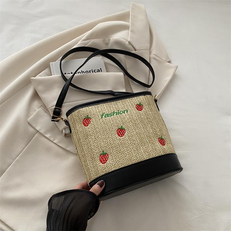 Trendy Woven Bucket Tote Bag For Women With Soft Fabric And Chic Design For Everyday Use Khaki